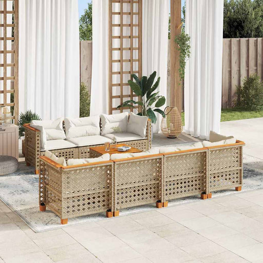 8-Delige Loungeset Met Kussens Poly Rattan