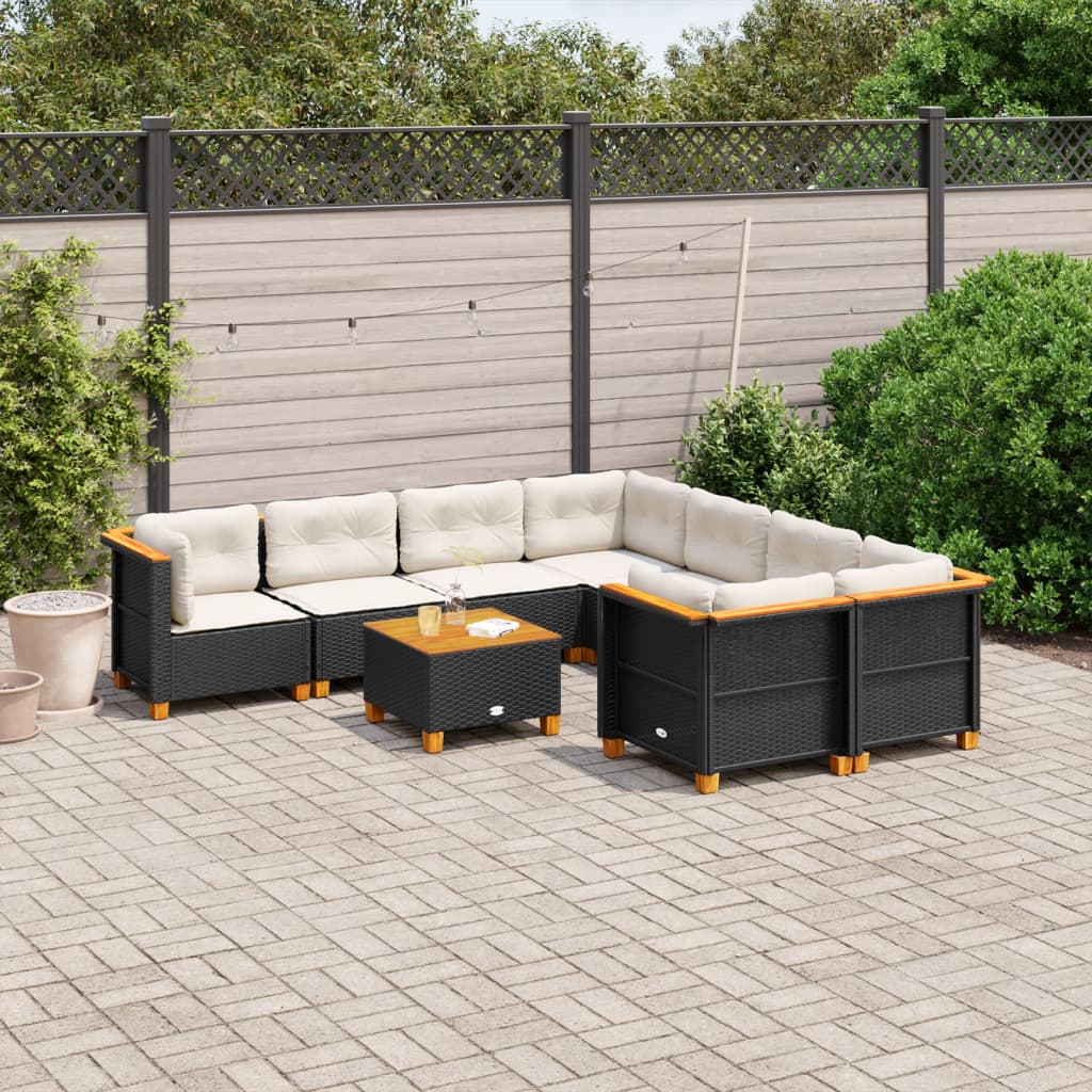 9-Delige Loungeset Met Kussens Poly Rattan