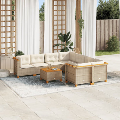 9-Delige Loungeset Met Kussens Poly Rattan