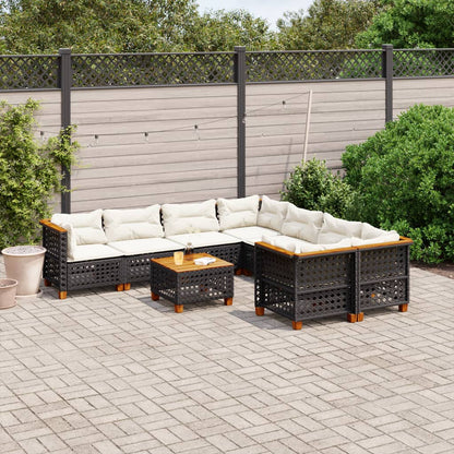 9-Delige Loungeset Met Kussens Poly Rattan