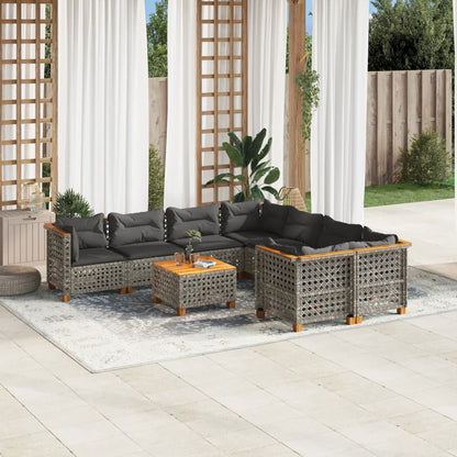 9-Delige Loungeset Met Kussens Poly Rattan
