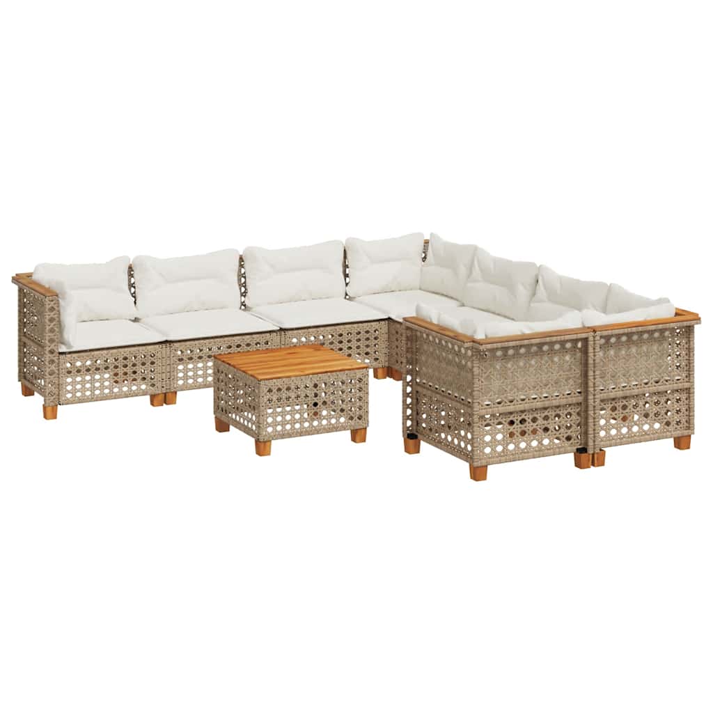 9-Delige Loungeset Met Kussens Poly Rattan