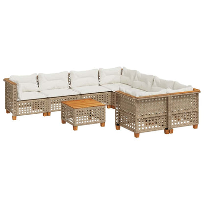 9-Delige Loungeset Met Kussens Poly Rattan