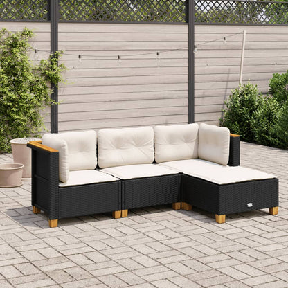 4-Delige Loungeset Met Kussens Poly Rattan