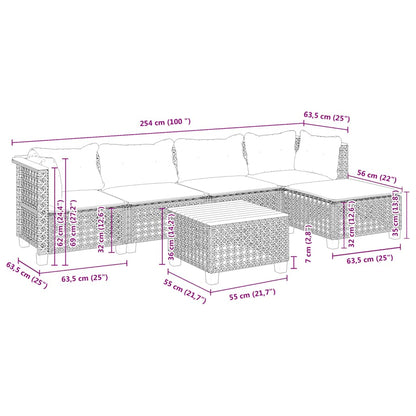 6-Delige Loungeset Met Kussens Poly Rattan Beige