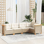 5-Delige Loungeset Met Kussens Poly Rattan Beige
