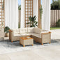 6-Delige Loungeset Met Kussens Poly Rattan Beige