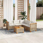 6-Delige Loungeset Met Kussens Poly Rattan Beige