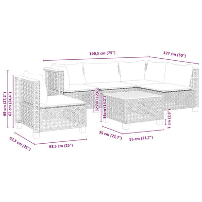 6-Delige Loungeset Met Kussens Poly Rattan Beige