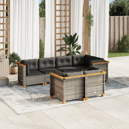 7-Delige Loungeset Met Kussens Poly Rattan