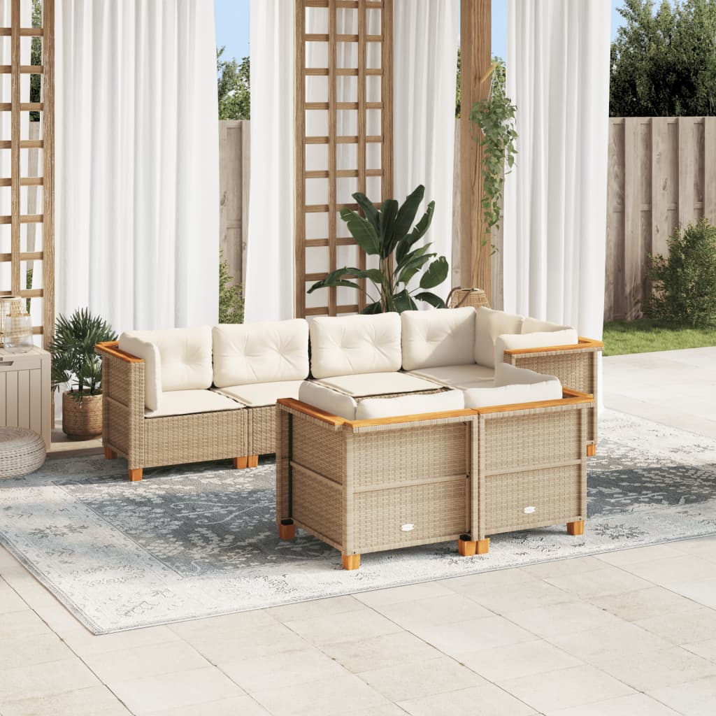7-Delige Loungeset Met Kussens Poly Rattan