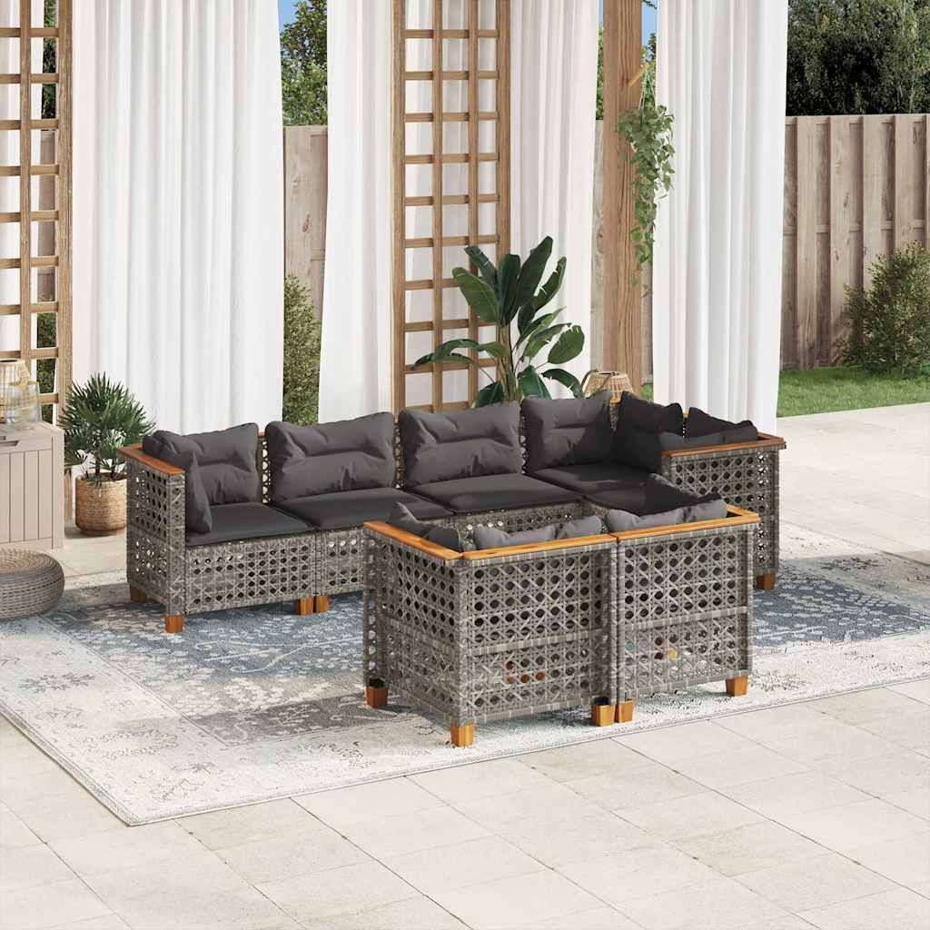 7-Delige Loungeset Met Kussens Poly Rattan