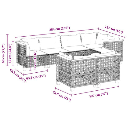 7-Delige Loungeset Met Kussens Poly Rattan