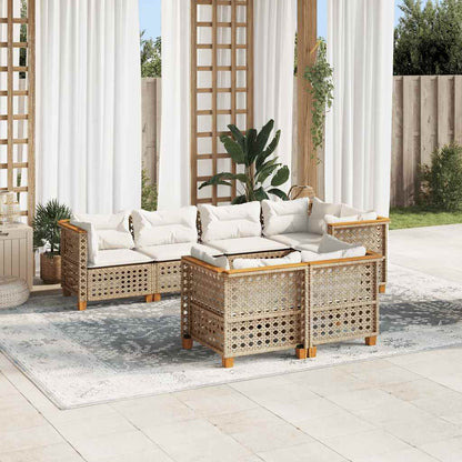 7-Delige Loungeset Met Kussens Poly Rattan