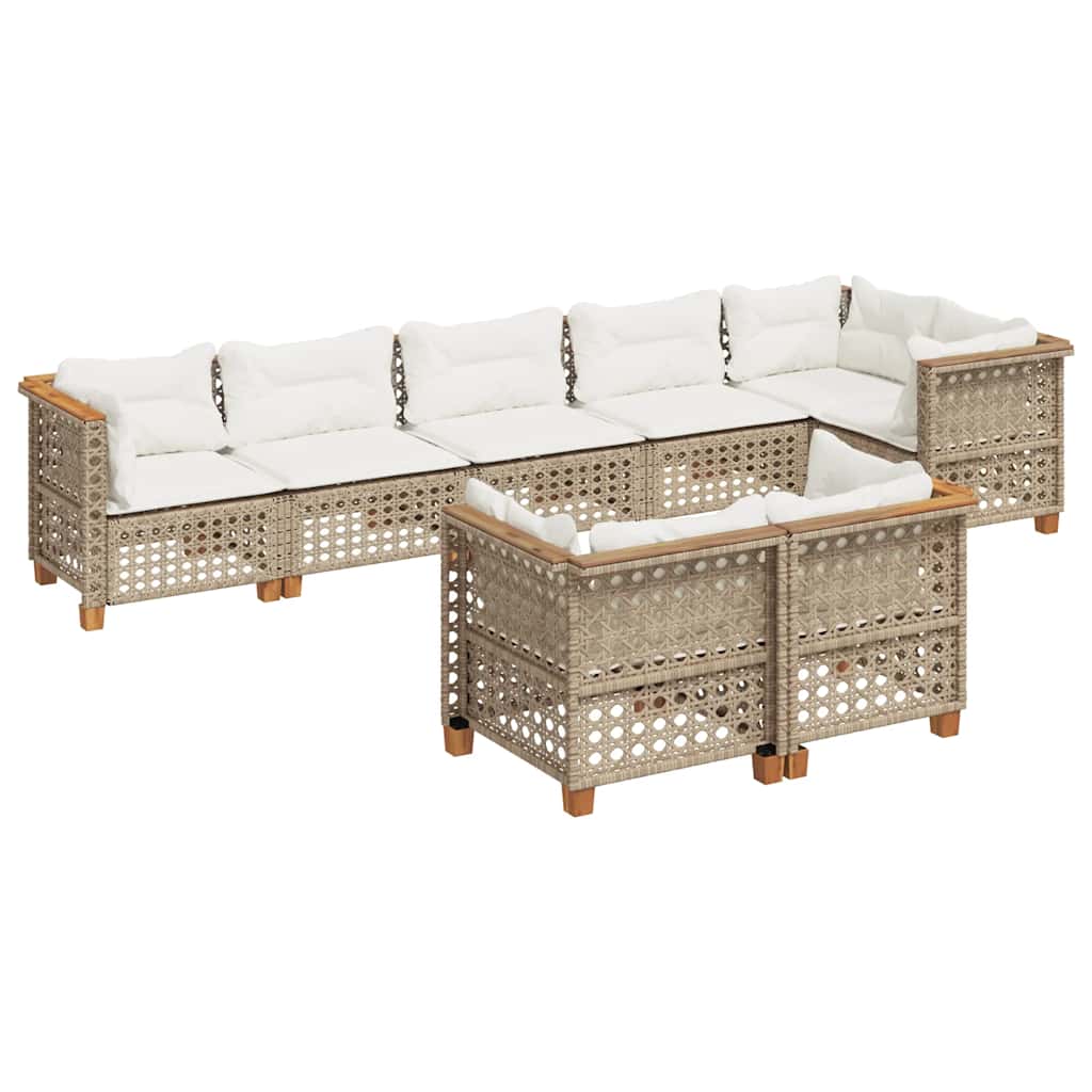 8-Delige Loungeset Met Kussens Poly Rattan Beige