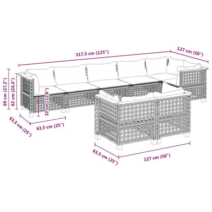 8-Delige Loungeset Met Kussens Poly Rattan Beige