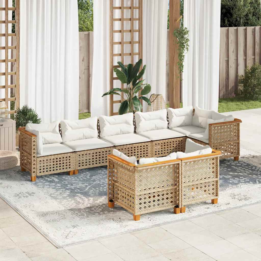 8-Delige Loungeset Met Kussens Poly Rattan Beige