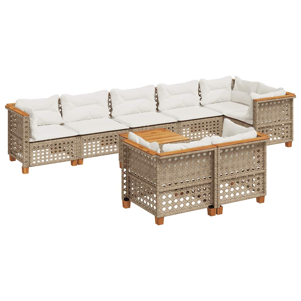 9-Delige Loungeset Met Kussens Poly Rattan Beige