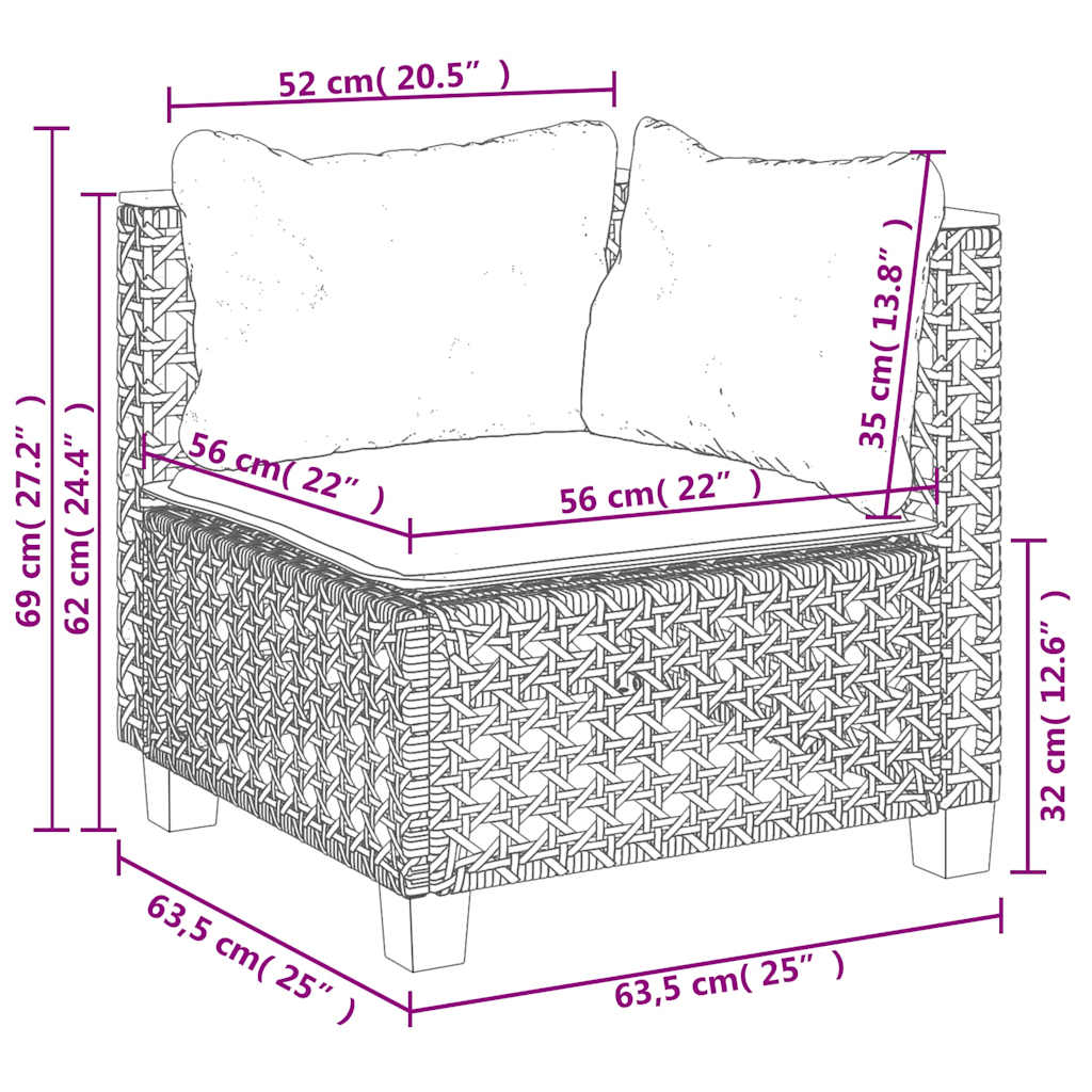 9-Delige Loungeset Met Kussens Poly Rattan Beige