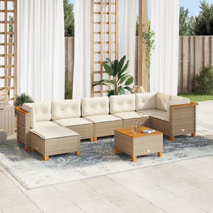 8-Delige Loungeset Met Kussens Poly Rattan Beige