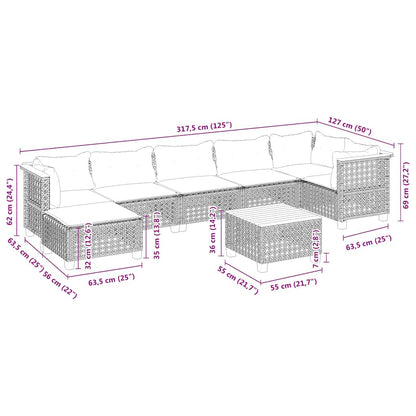 8-Delige Loungeset Met Kussens Poly Rattan Beige