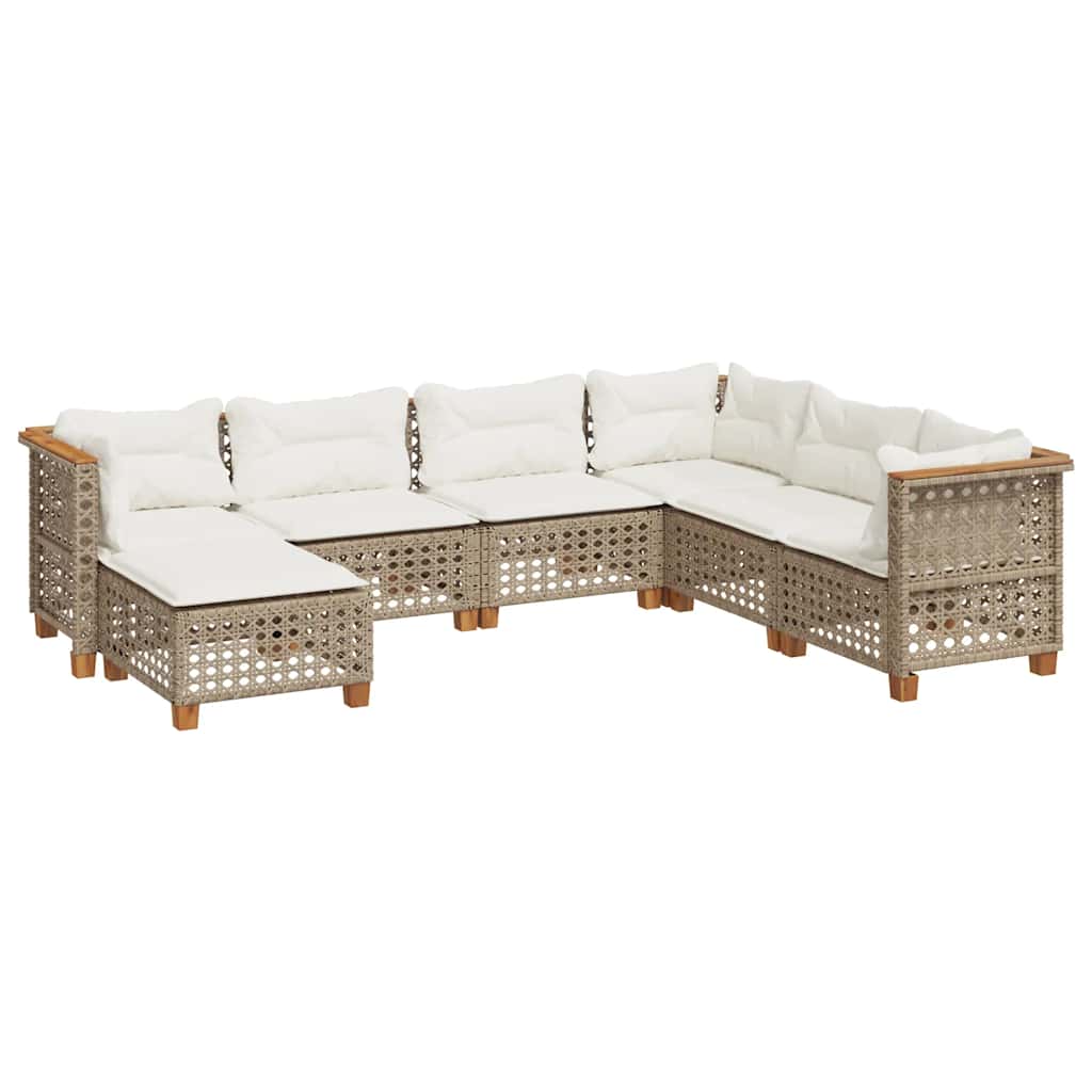 7-Delige Loungeset Met Kussens Poly Rattan Beige