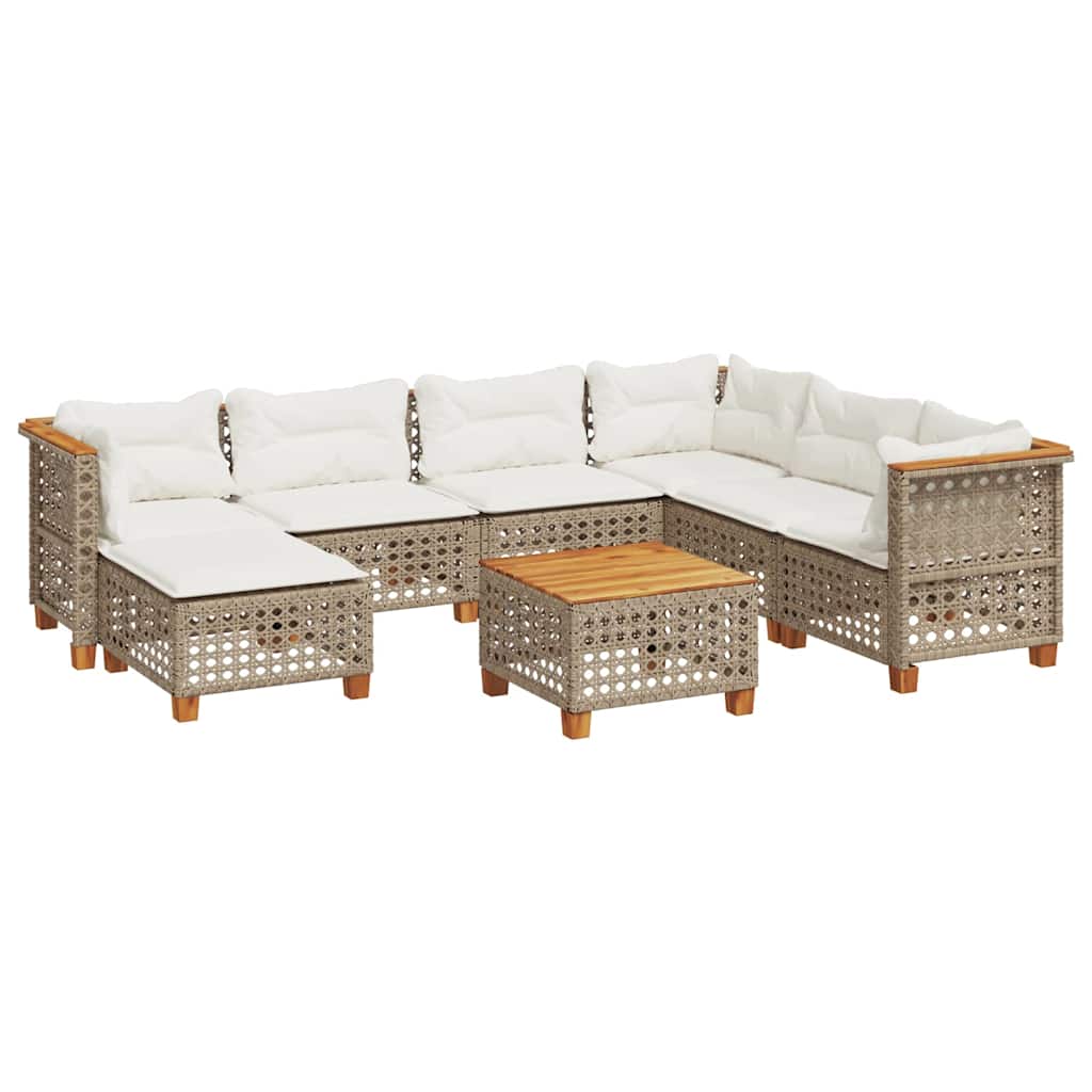 8-Delige Loungeset Met Kussens Poly Rattan Beige