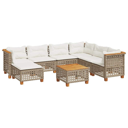 8-Delige Loungeset Met Kussens Poly Rattan Beige