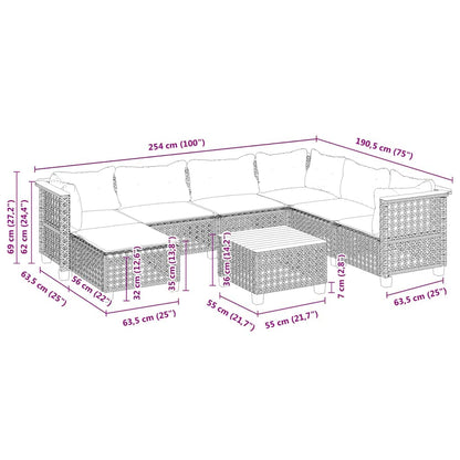8-Delige Loungeset Met Kussens Poly Rattan Beige