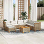 8-Delige Loungeset Met Kussens Poly Rattan Beige