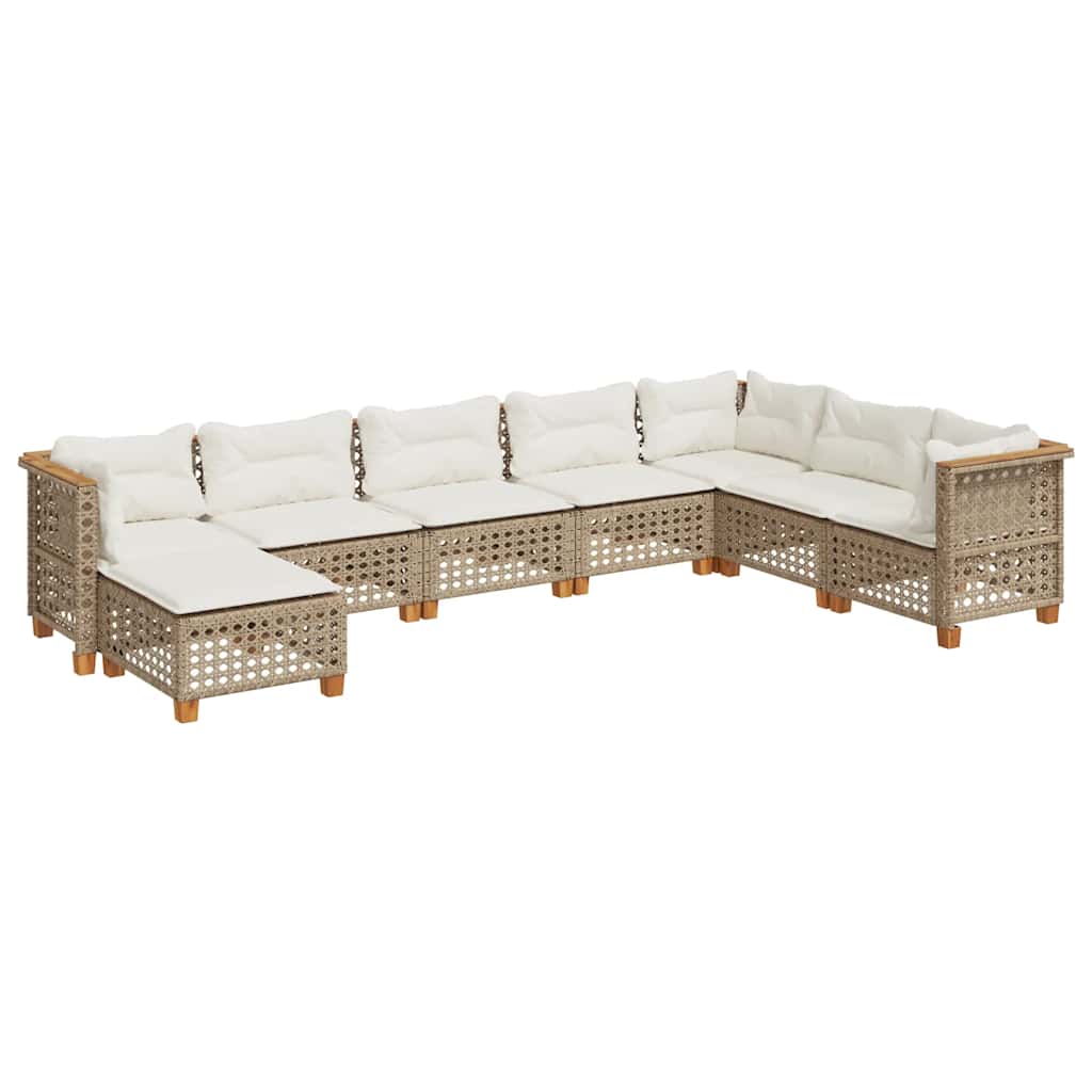 8-Delige Loungeset Met Kussens Poly Rattan Beige