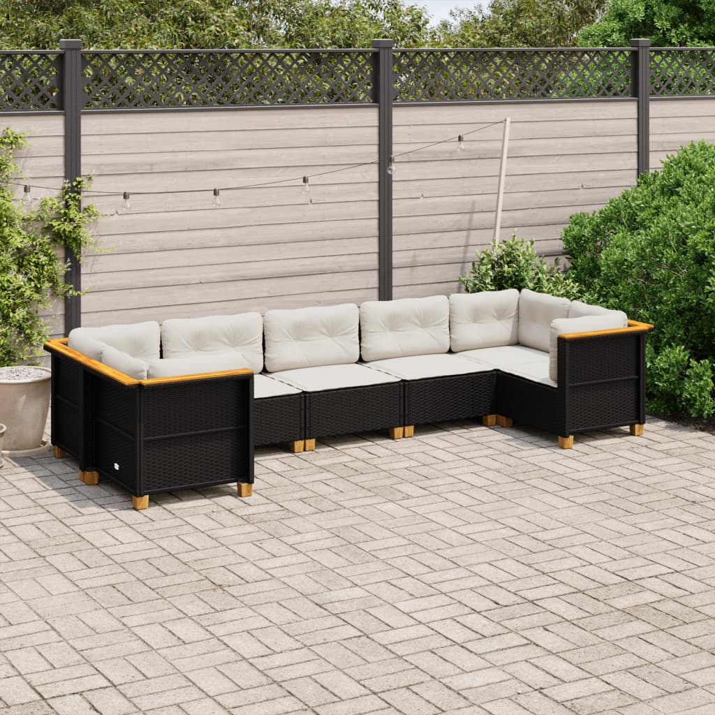 7-Delige Loungeset Met Kussens Poly Rattan