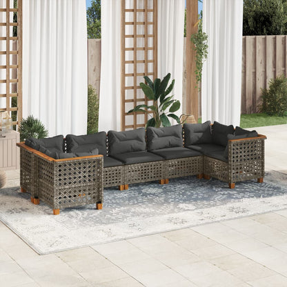 7-Delige Loungeset Met Kussens Poly Rattan