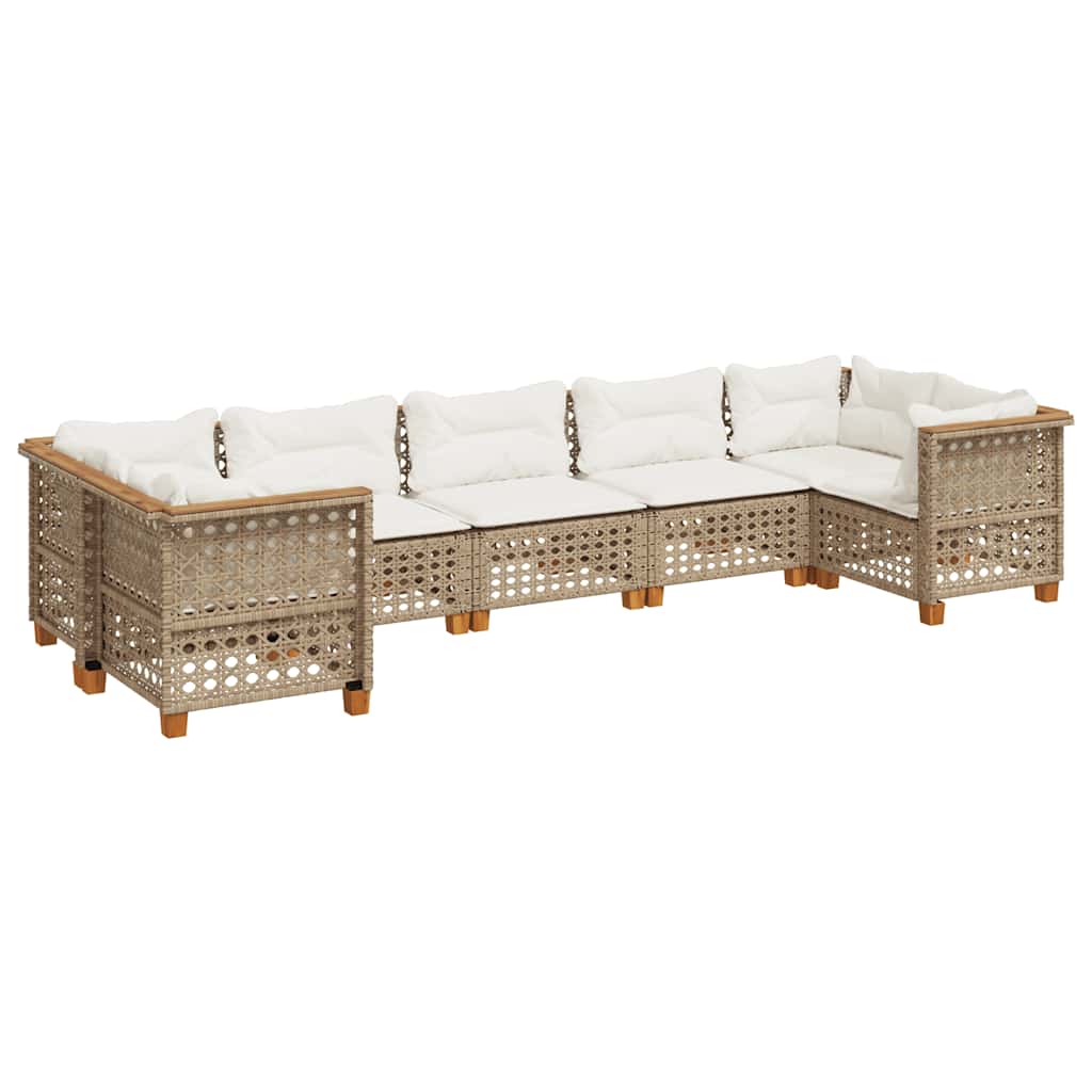 7-Delige Loungeset Met Kussens Poly Rattan