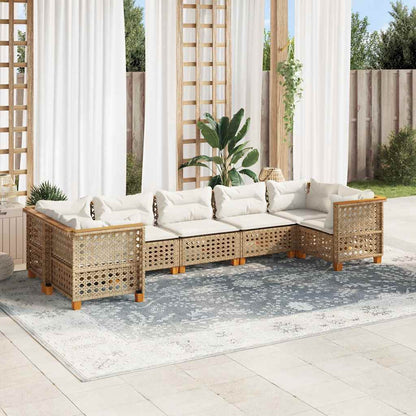 7-Delige Loungeset Met Kussens Poly Rattan