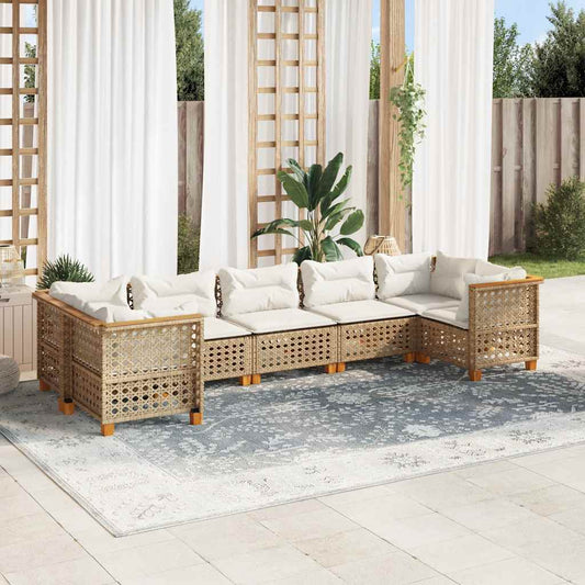 7-Delige Loungeset Met Kussens Poly Rattan