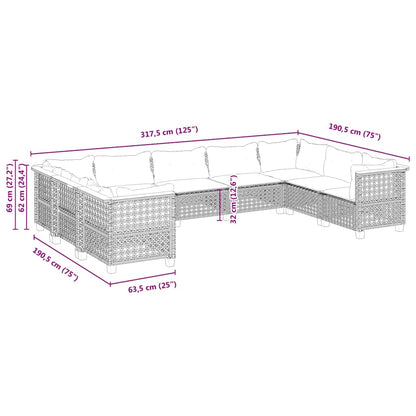 9-Delige Loungeset Met Kussens Poly Rattan Beige