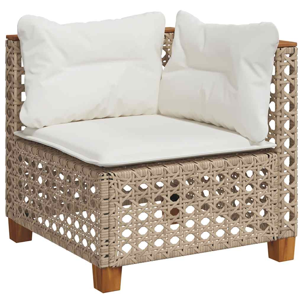 10-Delige Loungeset Met Kussens Poly Rattan Beige