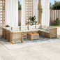 10-Delige Loungeset Met Kussens Poly Rattan Beige