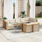 10-Delige Loungeset Met Kussens Poly Rattan Beige