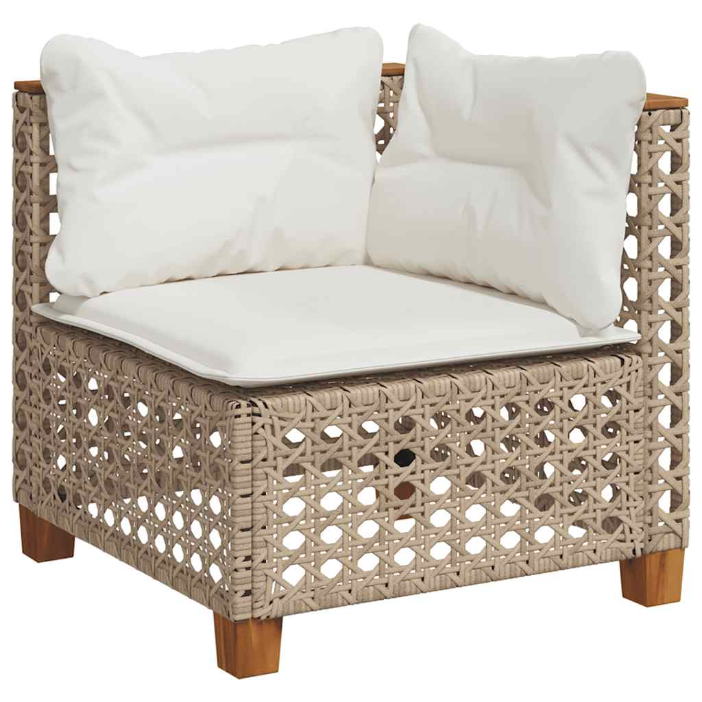 10-Delige Loungeset Met Kussens Poly Rattan Beige
