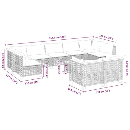 10-Delige Loungeset Met Kussens Poly Rattan Beige