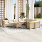 10-Delige Loungeset Met Kussens Poly Rattan Beige