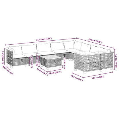 10-Delige Loungeset Met Kussens Poly Rattan Beige