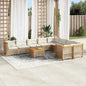 10-Delige Loungeset Met Kussens Poly Rattan Beige