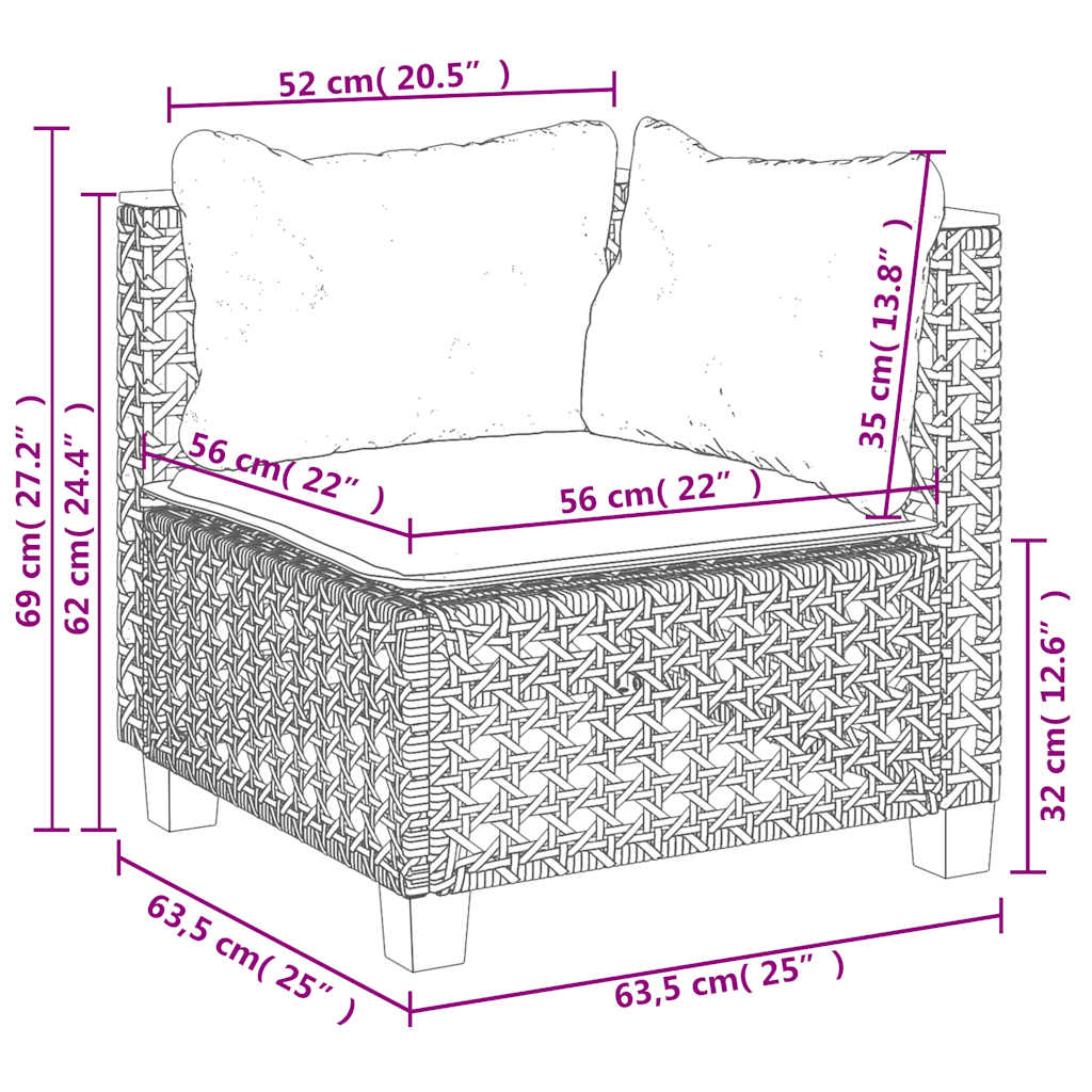 10-Delige Loungeset Met Kussens Poly Rattan Beige
