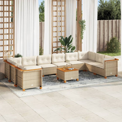 1 Tuinset Met Kussens Poly Rattan Beige