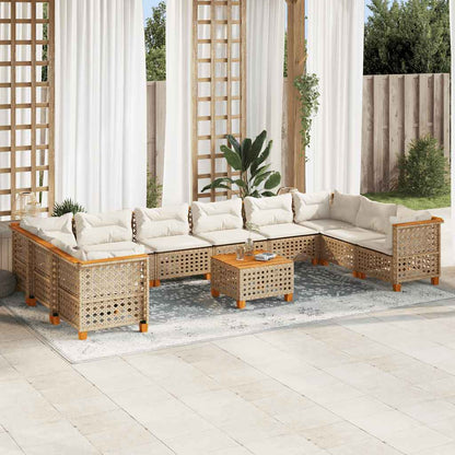 1 Tuinset Met Kussens Poly Rattan Beige