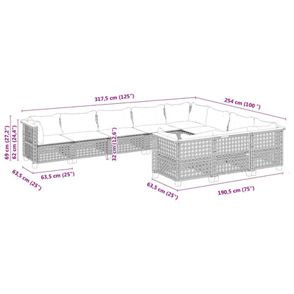 10-Delige Loungeset Met Kussens Poly Rattan Beige