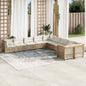 10-Delige Loungeset Met Kussens Poly Rattan Beige